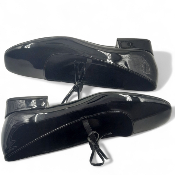 MADDEN Girl Mary Jane Flats Black Patent Square Toe Bow Ladylike Minimal 8.5 LNC - Picture 3 of 9
